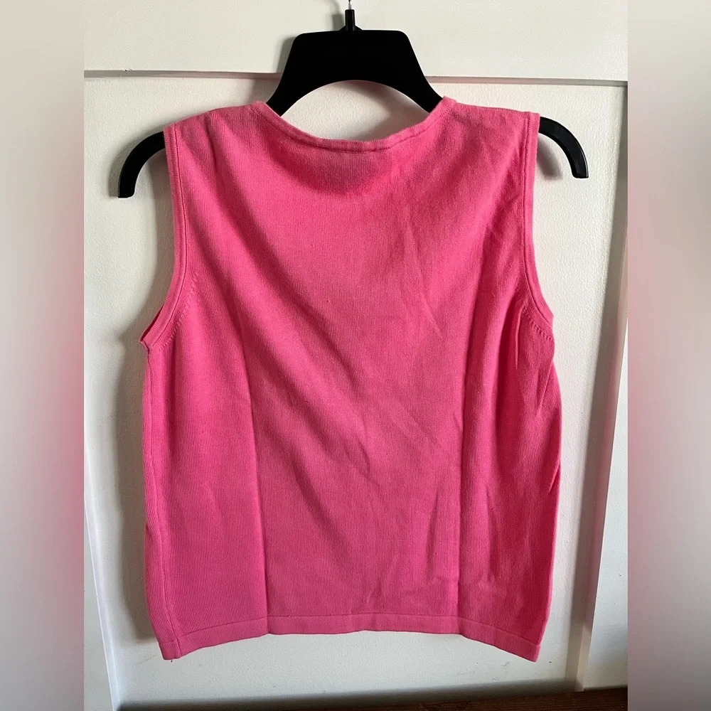 Vintage Lilly Pulitzer Vibrant Pink Sweater Vest 100% Cotton - Picture 2 of 3